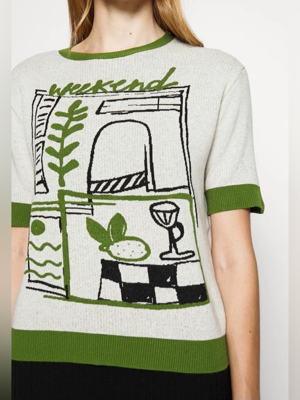 Max Mara Weekend Abstract Graphic Knit Short Sleeve Sweater Top Medium